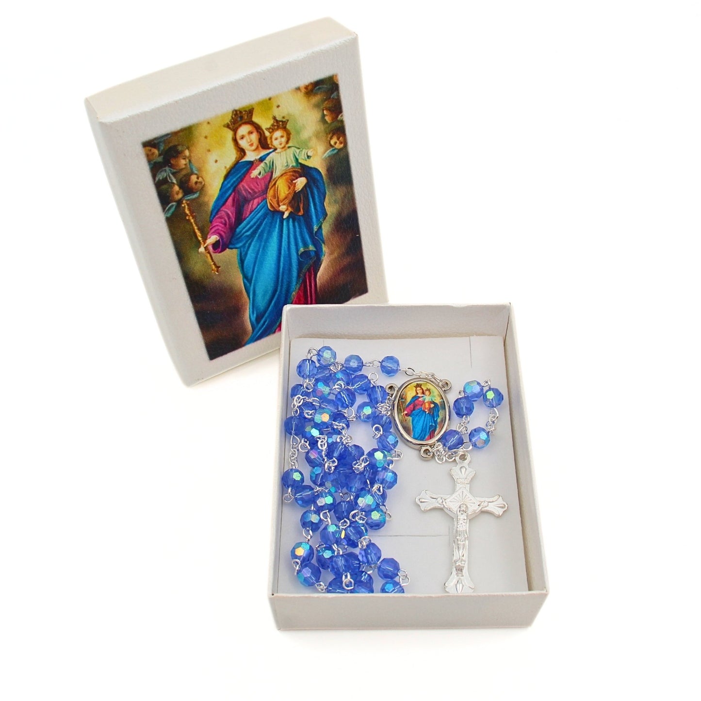 Rozenkrans Blauw Kristal - Maria