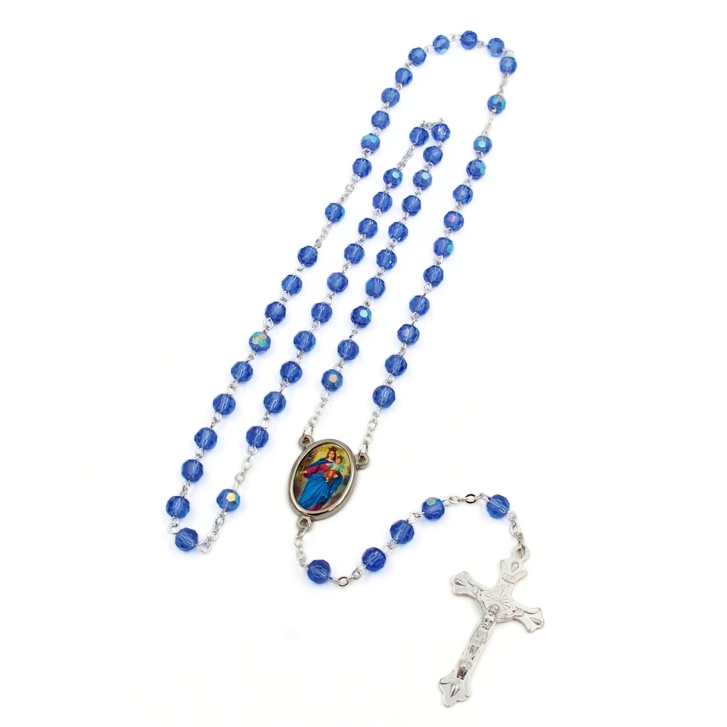 Rozenkrans Blauw Kristal - Maria