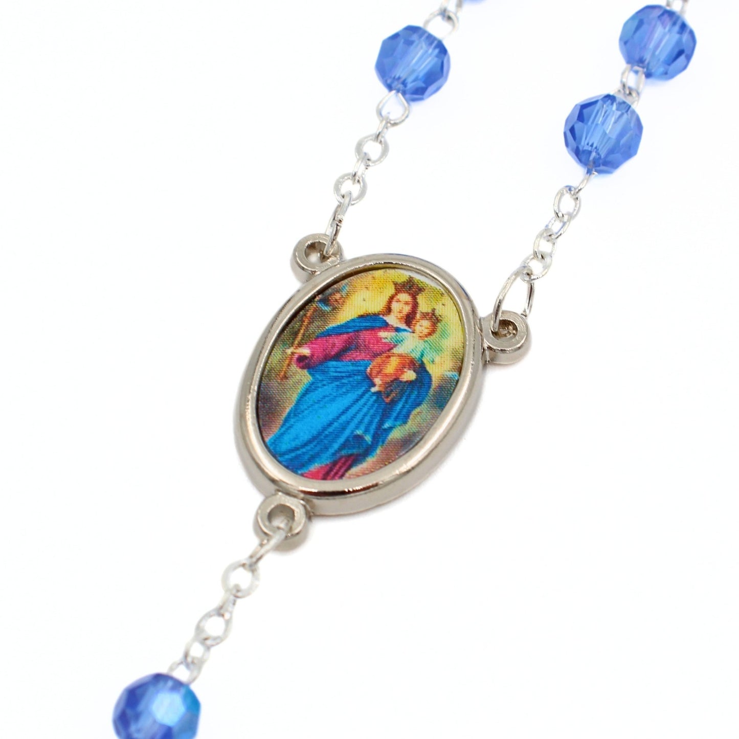 Rozenkrans Blauw Kristal - Maria